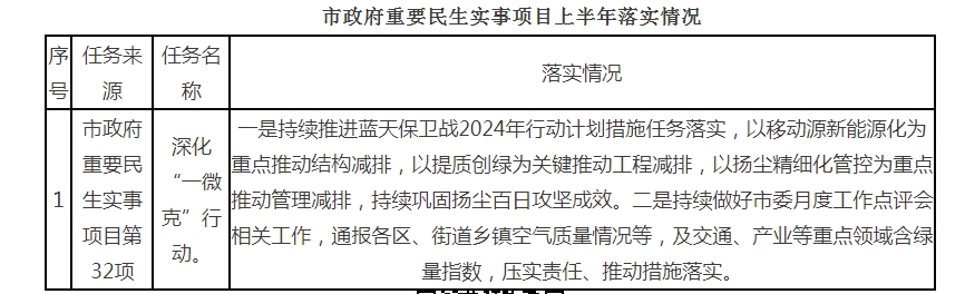 市政府重要民生实事项目上半年落实情况