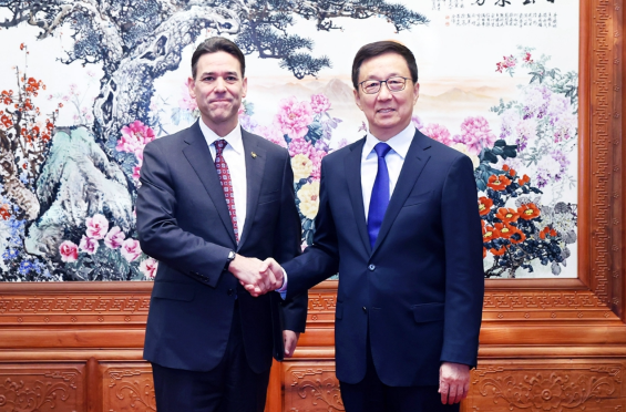 韩正会见美国俄勒冈州参议长瓦格纳
